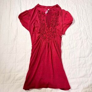 Heart Soul Red Ruffle Babydoll Top XS/S (Tagged L)